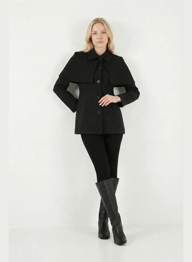 Lela Lela Regular Fit Cape Detail Buttoned Jacket Women'S Jacket 6927687